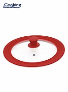 CAPAC STICLA CU MARGINE DIN SILICON AJUSTABILA PE 3 DIMENSIUNI 16/18/20 CM, ROSU, COOKING BY HEINNER