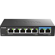 D-Link D-Link switch DMS-107, 7 porturi, Standarde si protocoale: IEEE 802.3 10BASE-T,  IEEE 802.3u 100BASE-TX,  IEEE 802.3ab 1000BASE-T,  IEEE 802.3bz 2.5GBASE-T5 porturi Gigabit, 2 porturi 2.5Gbps,  Capacitate 20 Gbps, fara ventilator, carcasa metal, dimensiuni: 145 x 82 x 28 mm, Greutate: 295.2 g, Auto