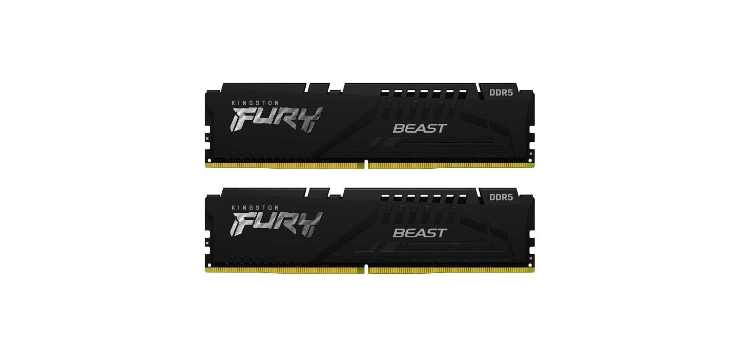 Memorie Kingston FURY Beast 16 GB DDR5 6000 MHz CL36, kit 2 x 8 GB, XMP 3.0, EXPO, Negru
