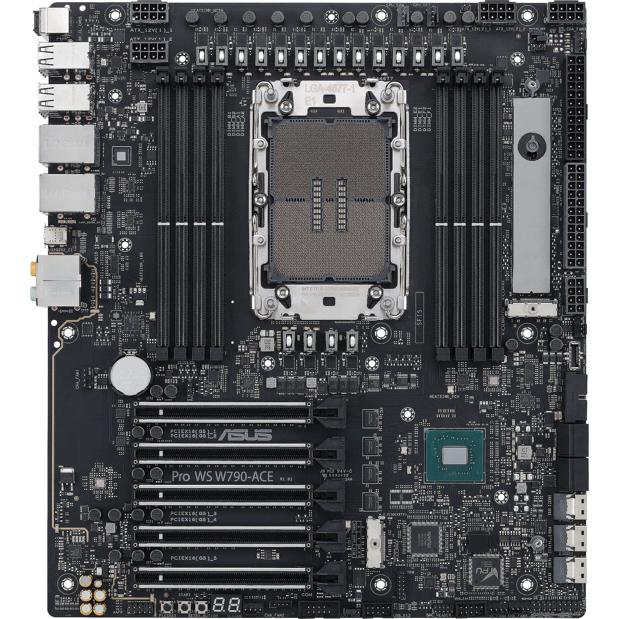 Placa de baza ASUS Pro WS W790-ACE, socket 4677, 8x DDR5 RDIMM, 4x SATA, 2x NVMe, 18x USB-A, 2x USB-C, CEB