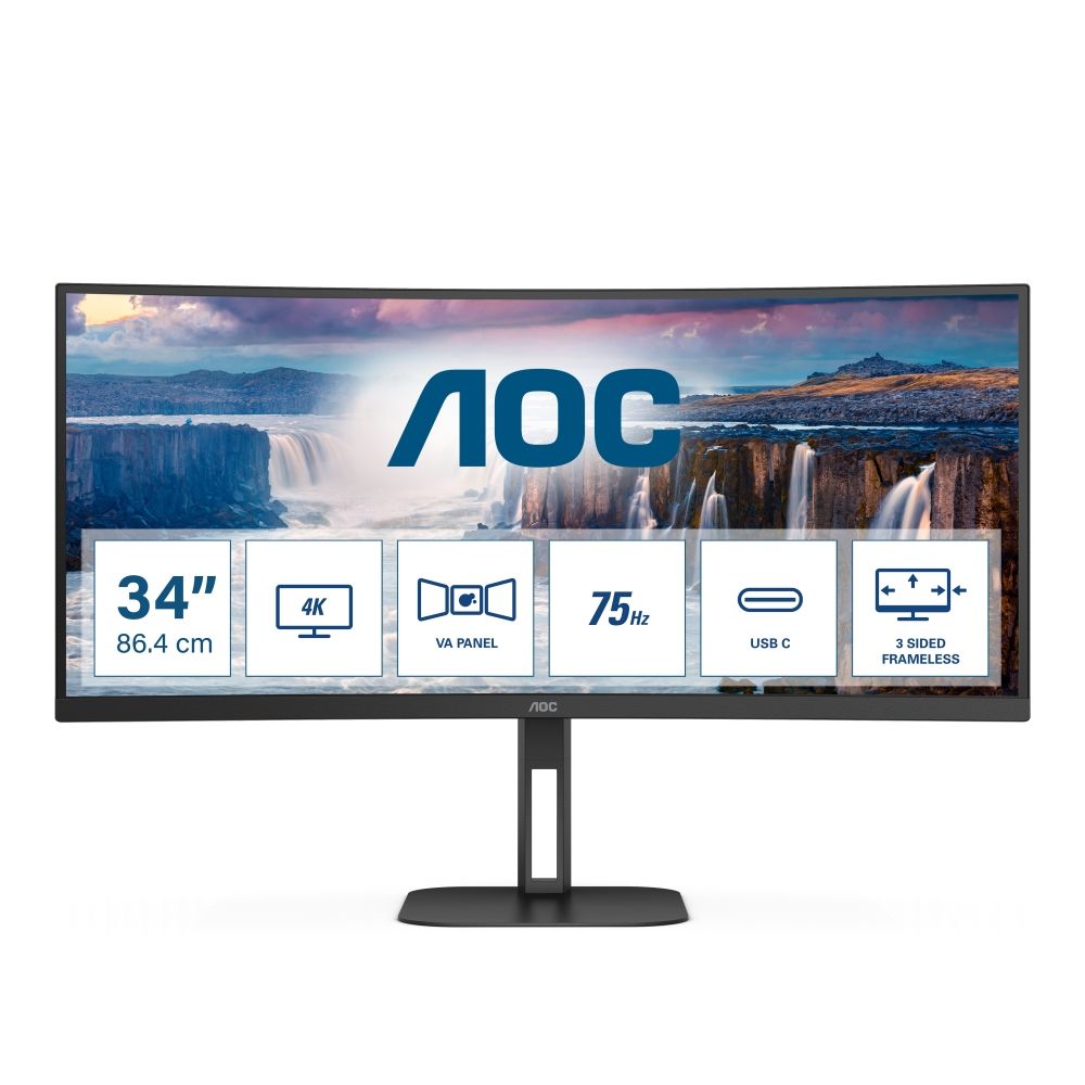 Monitor 34 inch LED AOC CU34V5C/BK 3440 x 1440 pixeli, 100 Hz, 4 ms, Negru