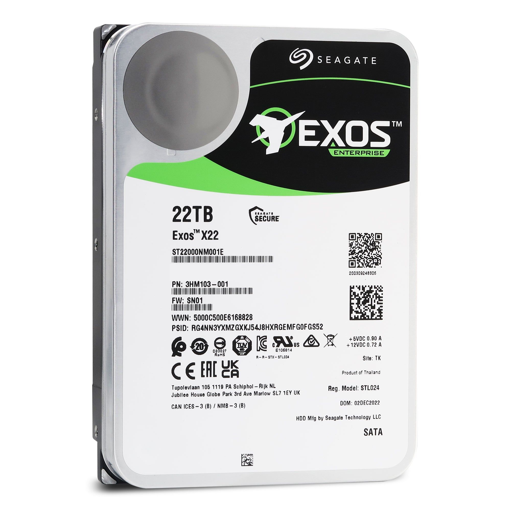 HDD Server SEAGATE Exos X22 22TB 512e/4Kn, 3.5 , 256MB, 7200RPM, SATA