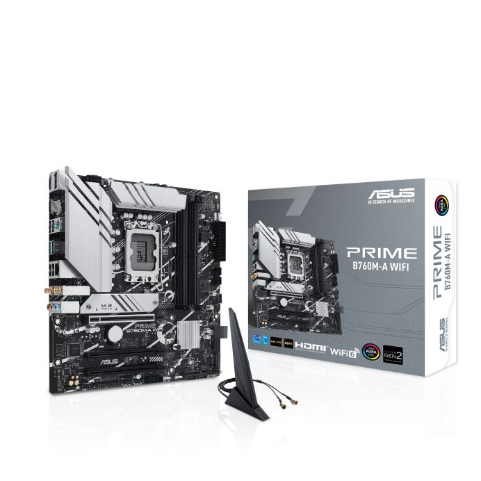 Placa de baza ASUS PRIME B760M-A WIFI LGA1700, 4x DDR5, 1x DisplayPort, 2x HDMI, 3x PCIe x16, 2x M.2, 4x SATA 6Gbps, WIFI 6, 2.5Gbps LAN, ATX