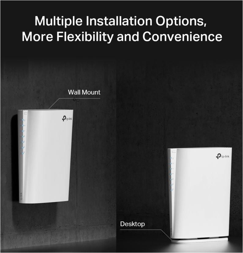 TP-LINK TP-link AX6000 Wi-Fi6 Range Extender, Dual-Band, RE900XD, 1× Port Multi- Gig de 2.5 Gbps + 2× Porturi Gigabit, Standarde Wireless: IEEE 802.11a/n/ac/ax 5 GHz, IEEE 802.11b/g/n/ax 2.4 GHz, Viteza wireless: 1148 Mbps în banda de 2.4 GHz, 4804 Mbps în banda de 5 GHz, Dimensiuni: 189×59×200 mm.