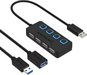 HUB extern SPACER, porturi USB:USB 3.0 X 1, USB 2.0 x 3, conectare prin USB 3.0, cablu 1m,Plastic ABS, Negru,  (include TV 0.8lei),  SPHB-USB-4U-02 
