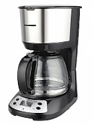 Cafetiera digitala Heinner Silver Chatt HCM-D750GCSS, control electronic, afisaj LCD, capacitatea rezervorului de apa: 1,25 L, filtru si portfiltru detasabile, filtru din nailon, vas de sticla rezistent la temperaturi ridicate, temporizator programabil, protectie la functionarea fara apa, functie