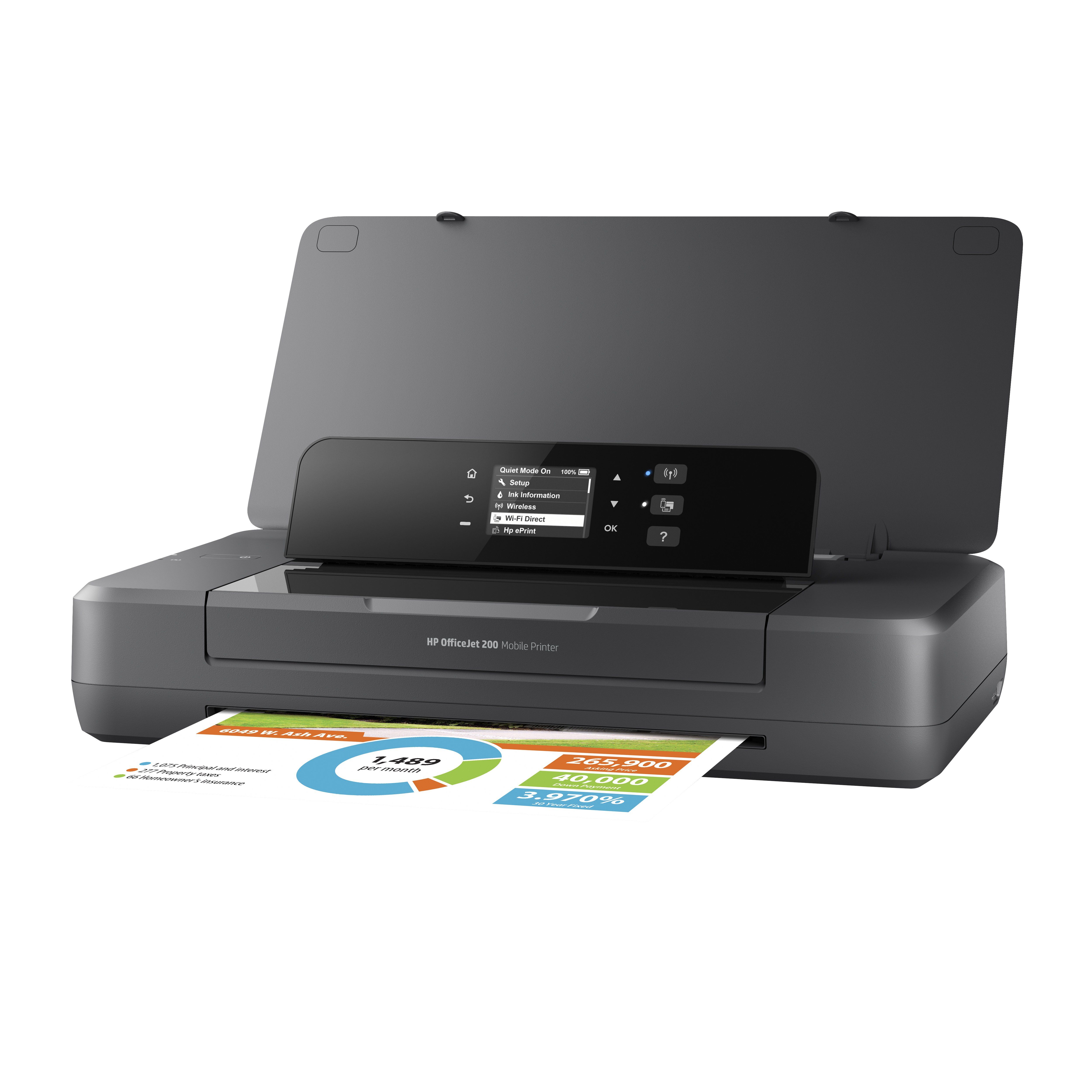 Imprimanta inkjet color HP OfficeJet 200 Mobile, A4, USB 2.0, Wi-Fi, 10 ppm negru, 7 ppm color