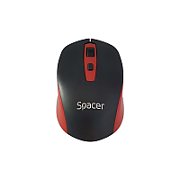 MOUSE Spacer, PC sau NB, wireless, 2.4GHz, optic, 1600 dpi, butoane/scroll 4/1, negru cu rosu, baterii incluse 2x AAA,  SPMO-WS01-BKRD  (include TV 0.18lei)