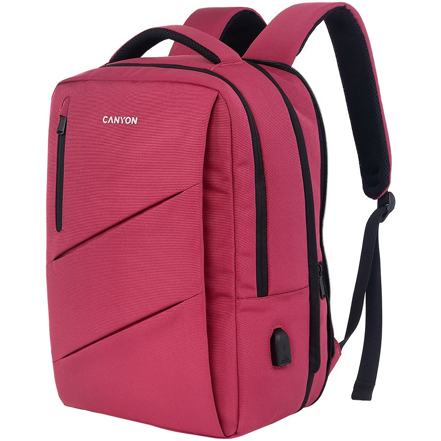 CANYON BPE-5, Laptop backpack for 15.6 inch, Product spec/size(mm): 400MM x300MM x 120MM(+60MM), Red, EXTERIOR materials:100% Polyester, Inner materials:100% Polyestermax weight (KGS): 12kgs