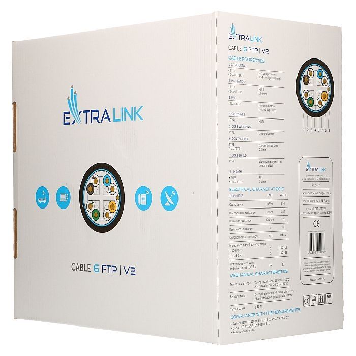 EXTRALINK CAT6 FTP F/UTP V2 Outdoor Twisted Pair Cable 305m