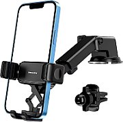 SUPORT AUTO Baseus OS pt. SmartPhone, fixare grilaj ventilatie, magnetic, 2 x clips cablu, negru  SUGX020001  -