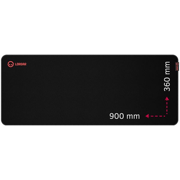 Lorgar Main 329, Gaming mouse pad, Precise control surface, Red anti-slip rubber base, size: 900mm x 360mm x 3mm, weight 0.635kg