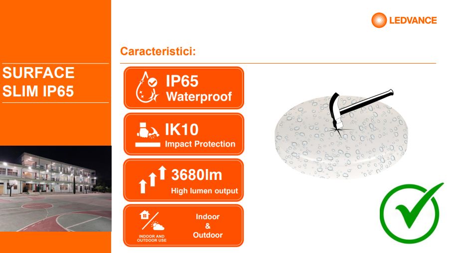 Plafoniera LED pentru baie cu senzor de miscare Ledvance SURFACE SLIM SQUARE 200, 19W, 2000 lm, lumina neutra (4000K), IP65/IK10, 200x200x55mm, Alb