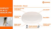 Plafoniera LED pentru baie cu senzor de miscare Ledvance SURFACE SLIM ROUND 200, 19W, 2000 lm, lumina neutra (4000K), IP65/IK10, Ø200x55mm, Alb