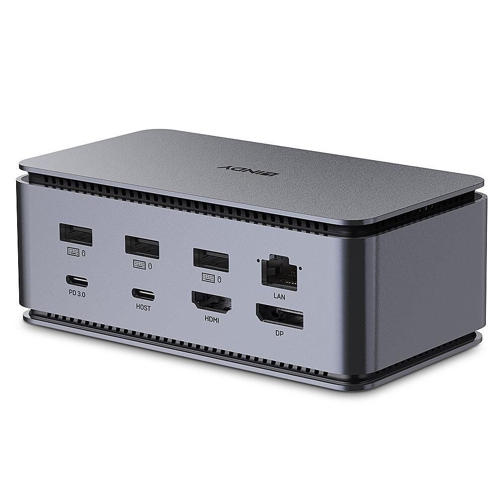 Docking station Lindy, interfete: USB-C la 6x USB-A/ 1x USB-C/1x RJ45/ 1x DisplayPort/1x HDMI/ 1x SD & 1x Micro SD/ 1x 3,5 mm/ 1x USB-C PD(power delivery), latime de banda 10Gbps, 10/100/1000 Mbps, rezolutie maxima (intrare) 7680x4320@60Hz, rezolutie maxima (iesire): un singur display 7680x4320
