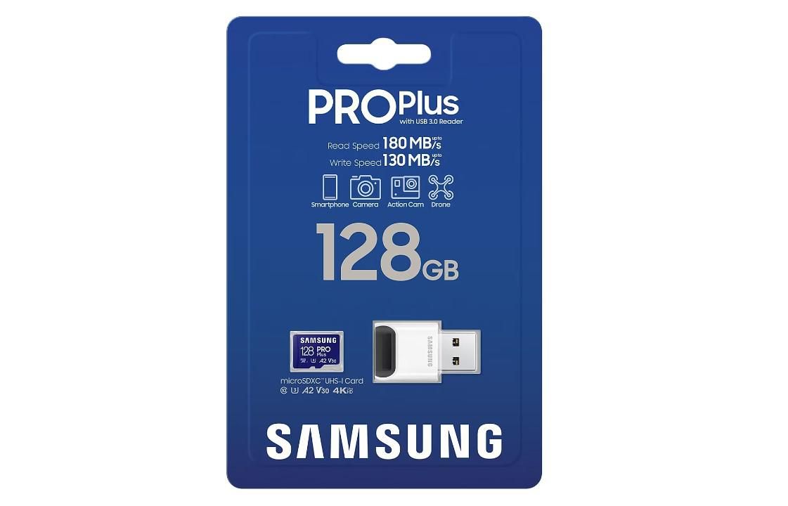 MicroSDHC PRO PLUS 128GB, Class10/Grade 3 cu cititor de carduri