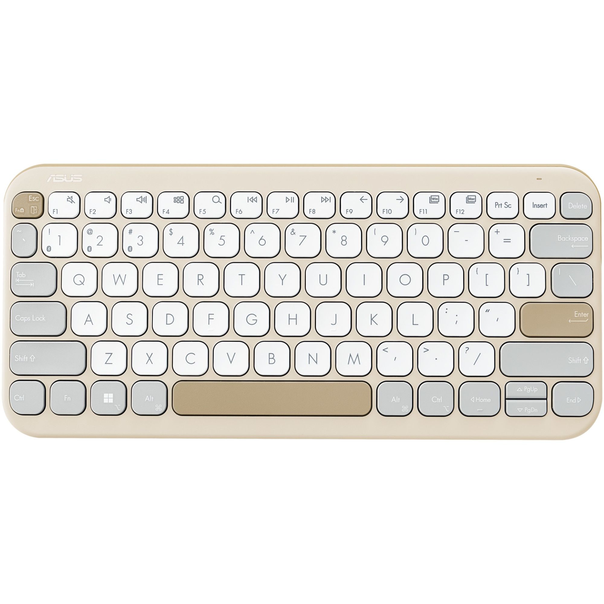 Tastatura wireless ASUS KW100, Culoare: Oat Milk, Greutate: 0.374 ASUS Marshmallow Keyboard KW100 este o tastatura wireless compacta, ultrasubtire, cu un design minimalist.Este compatibila cu dispozitivele Windows, ChromeOS, MacOS, iOS si iPadOS, tastatura ASUS Marshmallow KW100 ofera o