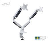 Suport 2 monitoare de masa, Gas Spring Multibrackets MB-7086, 15 - 27 , max.9 kg / monitor, alb