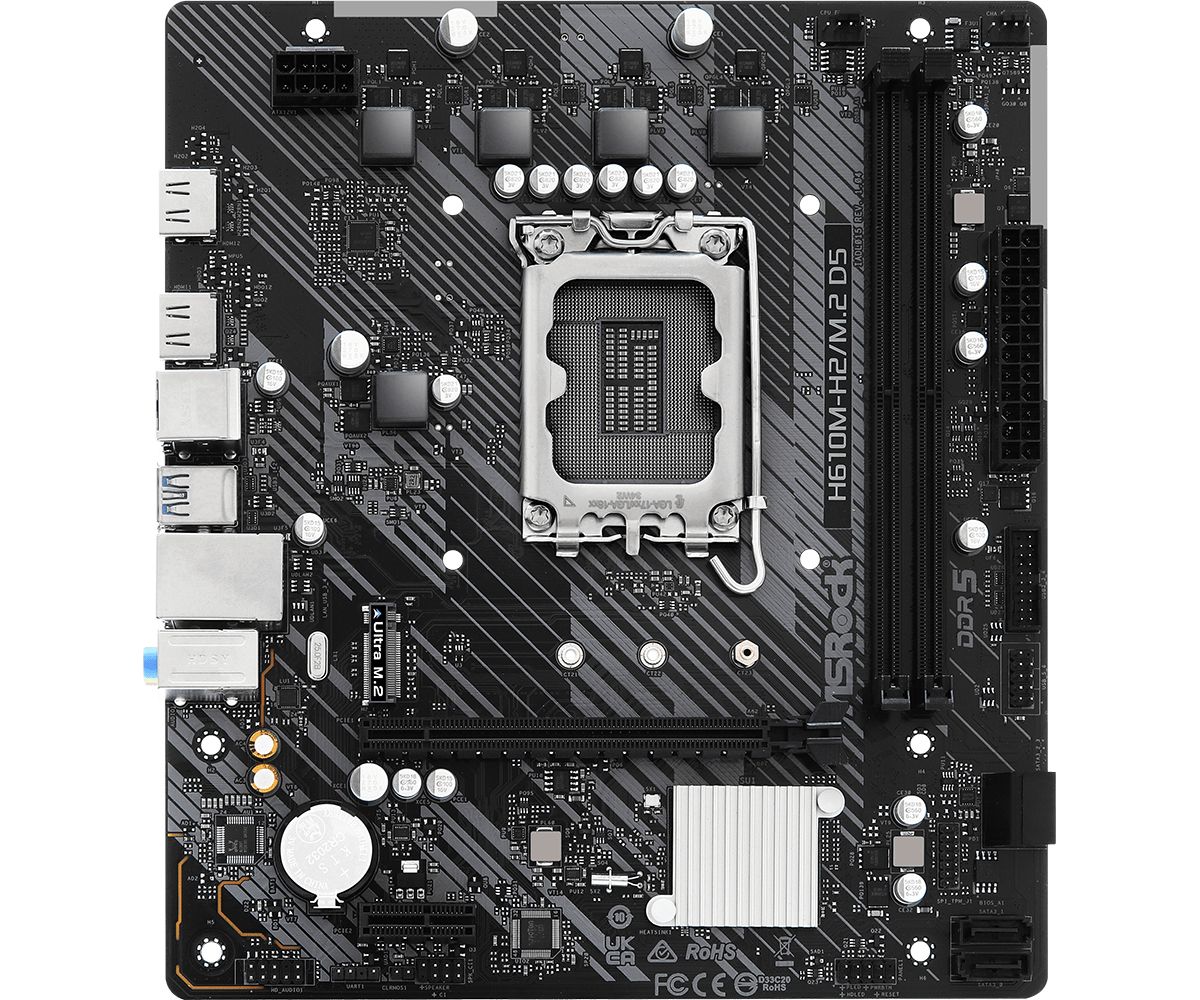 Placa de baza ASRock H610M-H2/M.2 D5, socket 1700, 2x DDR5 UDIMM, 4x SATA, 1x NVMe, 10x USB-A, mATX