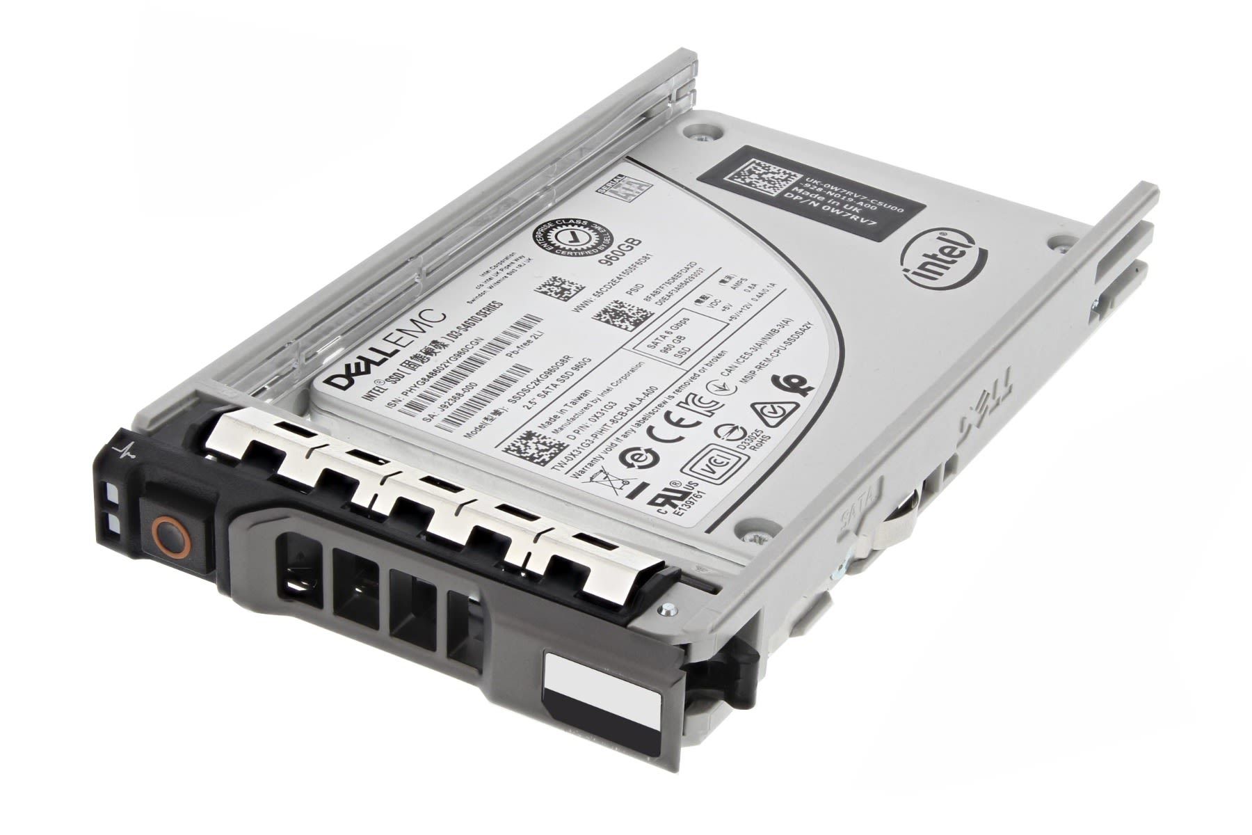 Dell - 960GB SSD SATA Read Intensive 6Gbps 512e 2.5in with 3.5in HYB CARR, Hot-plug, S4520, CK