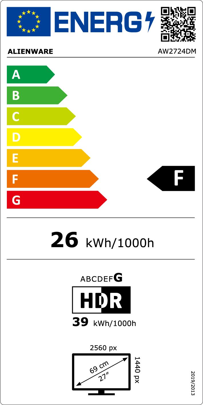 Monitor 27 inch LED Dell Alienware AW2724DM 2560 x 1440 pixeli, 180 Hz, 1 ms, Negru