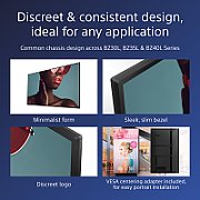 Ecran profesional LFD Monitor Signage Sony BZ40L, 55  (140cm), UHD, operare 24/7, luminozitate 700nit, panel IPS, backlight Direct LED, timp răspuns 8ms, contrast static 1200:1, contrast dinamic 600000:1, mătuire 47% with low reflection, Android 10, stocare 32GB.  Miracast, Chromecast built-in