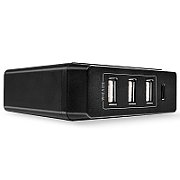 Statie incarcare Lindy 4 porturi USB C si A, putere 72W, conectori: intrare: IEC C8, iesire:  1 x USB C (Female), 3 x USB (Female), negru