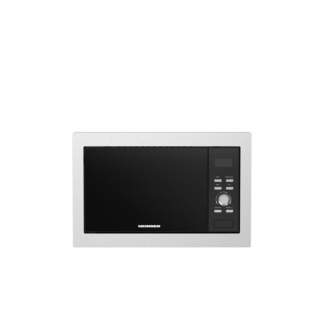 CUPTOR CU MICROUNDE INCORPORABIL HEINNER HMW-BI2360SS, CAPACITATE 23L, CONTROL DIGITAL, DISPLAY LED, PUTERE CUPTOR 800W, PUTERE GRILL 1000W, 5 TREPTE DE PUTERE, TIMER, TIMP MAXIM DE GATIRE 60 MIN, FUNCTIE DECONGELARE, SEMNAL SONOR LA FINALIZAREA PROGRAMULUI, BLOCARE ACCES COPII, DIAMETRU PLATOU
