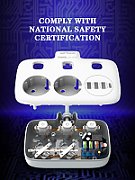 Prelungitor cu Protectie Serioux QC3.0. Parametri nominali: 2500W-10A(Max) 250V Intrare: AC100-250V 10A 50/60HZ Ieșire PD: 5V=3A 9V=2.22A 12V=1.67A 20W (MAX) Ieșire QC: 5V-3A 9V=2A 12V=1.5A 18W (MAX) Ieșire Auto-ID: 5V-2.4A 12W (MAX) Putere totală: 20W MAX