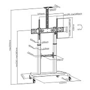 Stand TV mobil Serioux TV610TW 60 -100 , dimensiuni: 1220x710x2045~ 2365mm, compatibilitate  dimensiune ecran: 60 -100 , compatibilitate VESA: 400x400, 600x400, 800x400, 800x600, 900x600, 1000x600, Greutate maximă suportata: 100 kg, interval de înclinare: +5°~-10°, interval de înălțime: 1365~1685mm