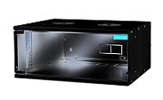 CABINET 19  SPACER    4U 500x400mm, fixare pe perete, Flatpack (dezasamblat),  Black, usa sticla cu blocare, panouri detasabile, otel 1mm, sarcina maxima 25Kg,  SPCW-4U-400-BK-02 