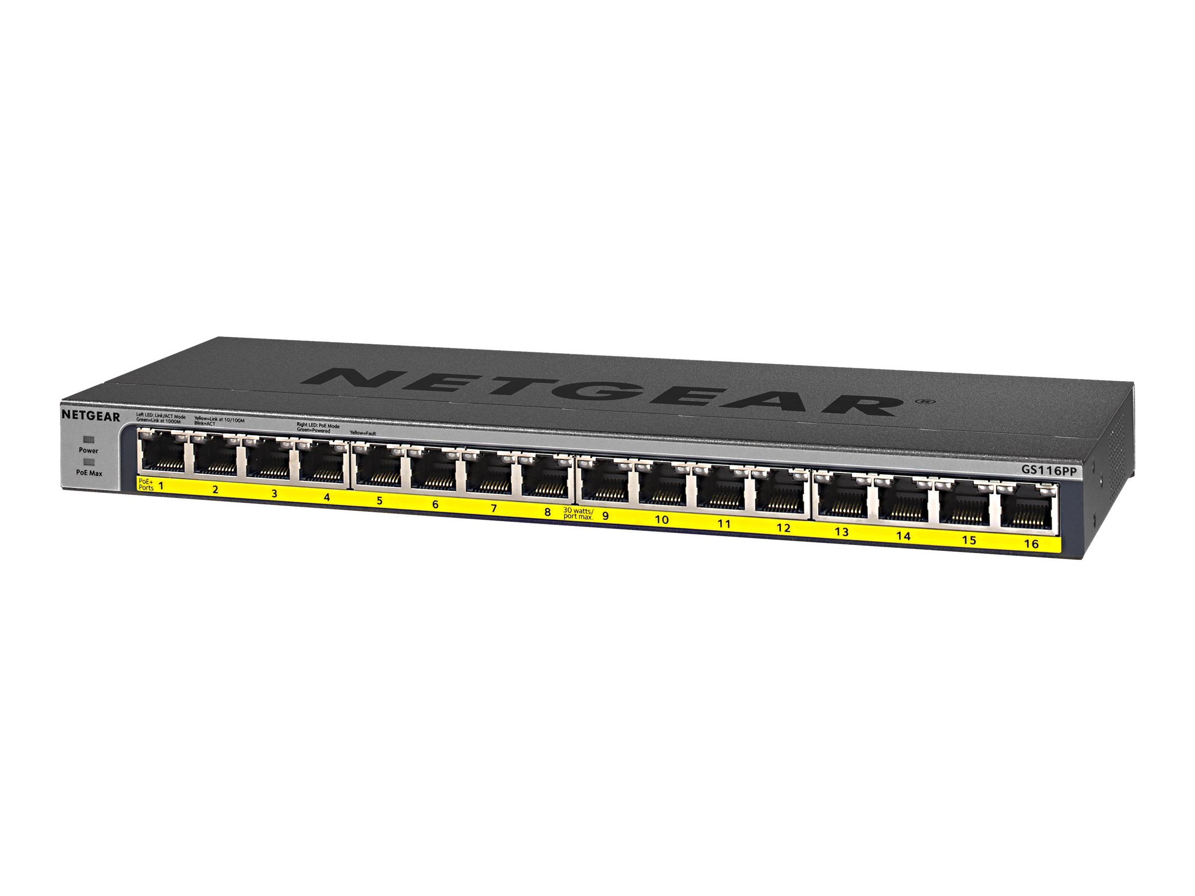 Switch NetGear GS116LP-100EUS, 16 porturi 10 / 100 / 1000 MBs