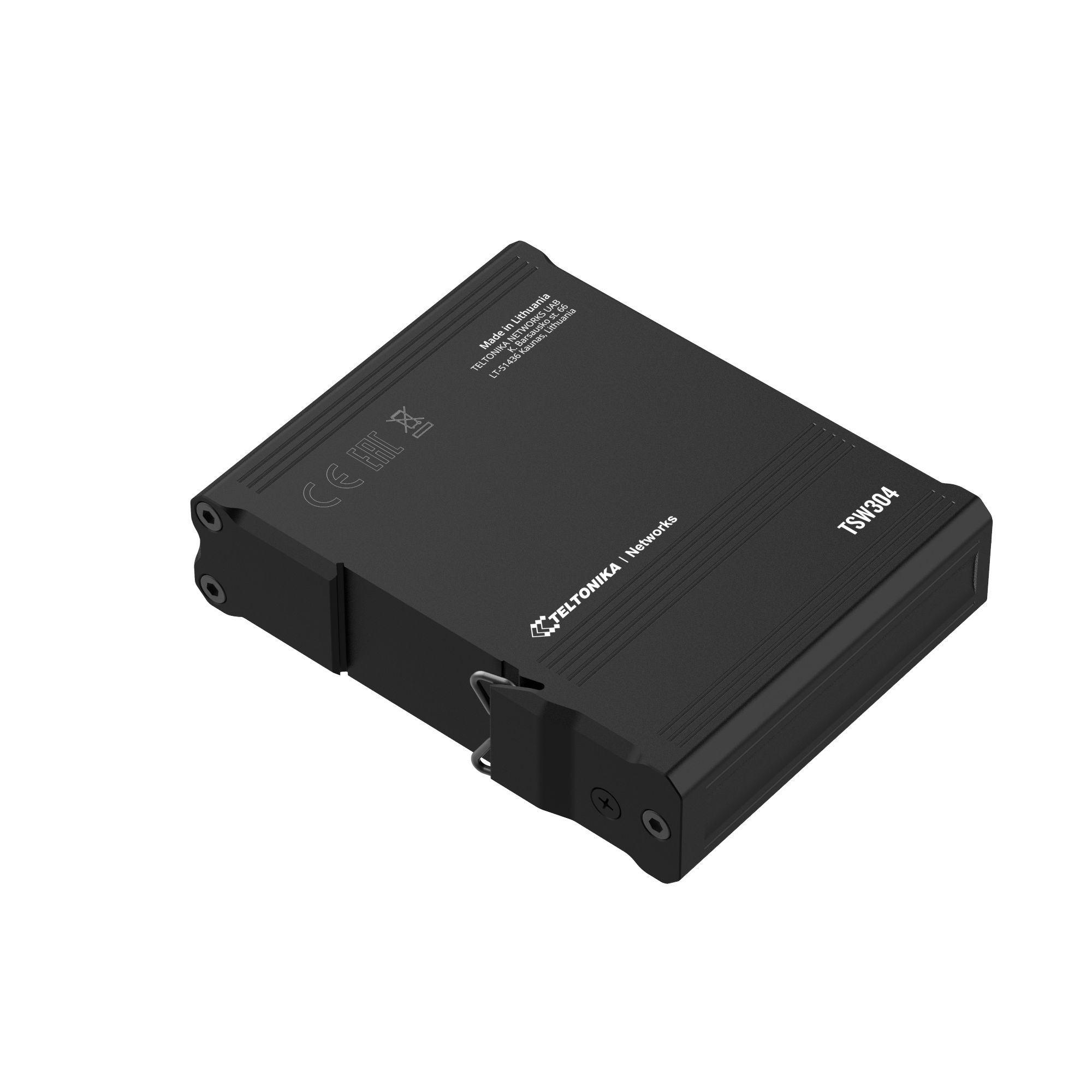 Teltonika TELTONIKA 4PORT UNMANAGED DIN RAIL SWITCH TSW304, Interfata: 4 x ETH ports, 10/100/1000 Mbps, supports auto MDI/MDIX crossover, Standarde retea: 802.3i, 802.3u, 802.3ab, 802.3x, 802.3az, 802.3ad, Latime de banda: 8 Gbps, Carcasa aluminiu, Dimensiuni: 102 x 25 x 81.5 mm, Greutate: 210g, IP30