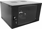 CABINET 19  SPACER     9U 600x600mm, fixare pe perete, Flatpack (dezasamblat),  Black, usa sticla cu blocare, panouri detasabile, otel 1.5mm, sarcina maxima 60Kg,  SPCW-9U-600-BK-03 