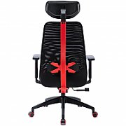 Scaun gaming Serioux Kyrian, adjustabil, piston pe gaz clasa 4, manere 3d, tetiere reglabile, baza stea cu 5 picioare, suporta pana la 150 kg, rosu