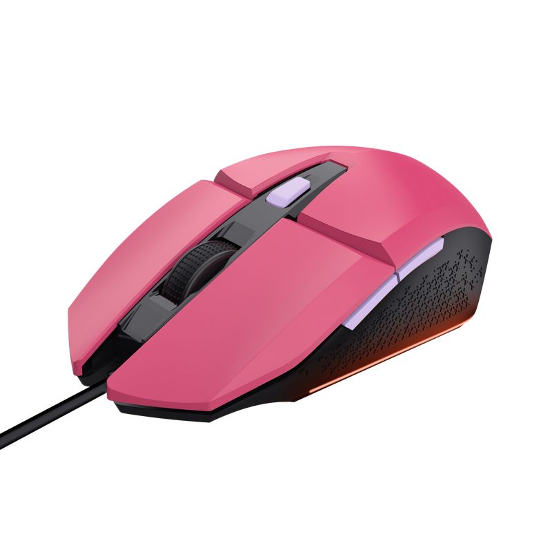 Mouse Trust GXT110W Felox cu fir, interfata USB 2.0, rezolutie maxima 6400 DPI, 6 butoane, roz