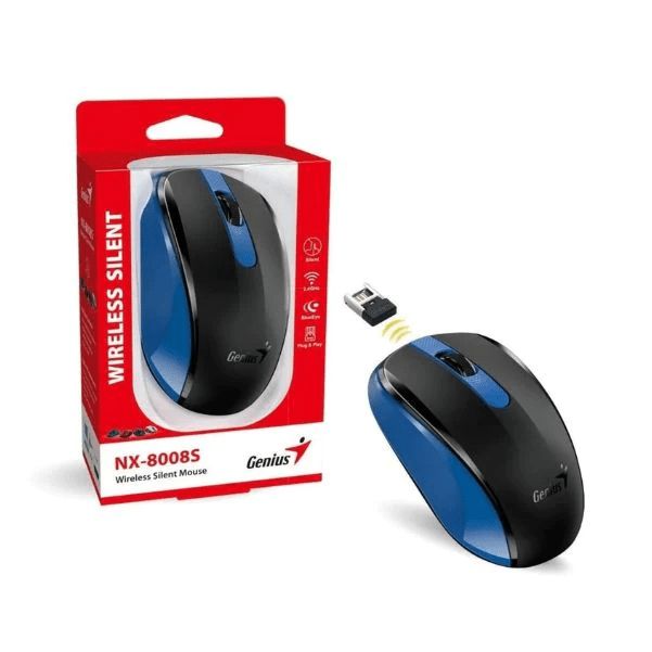 Mouse Genius NX-8008S wireless PC sau NB, wireless, 2.4GHz, optic, 1200 dpi, butoane/scroll 3/1, albastru