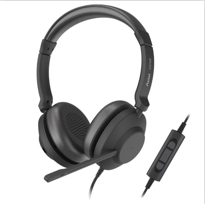 HEADSET AXTEL ONE STEREO HD AXH-ONE , Corded, Headset Conectivity USB-A, USB-C /  with STEREO HD . Speakert Size has 40 mm / Passive noise reduction  : STRONG