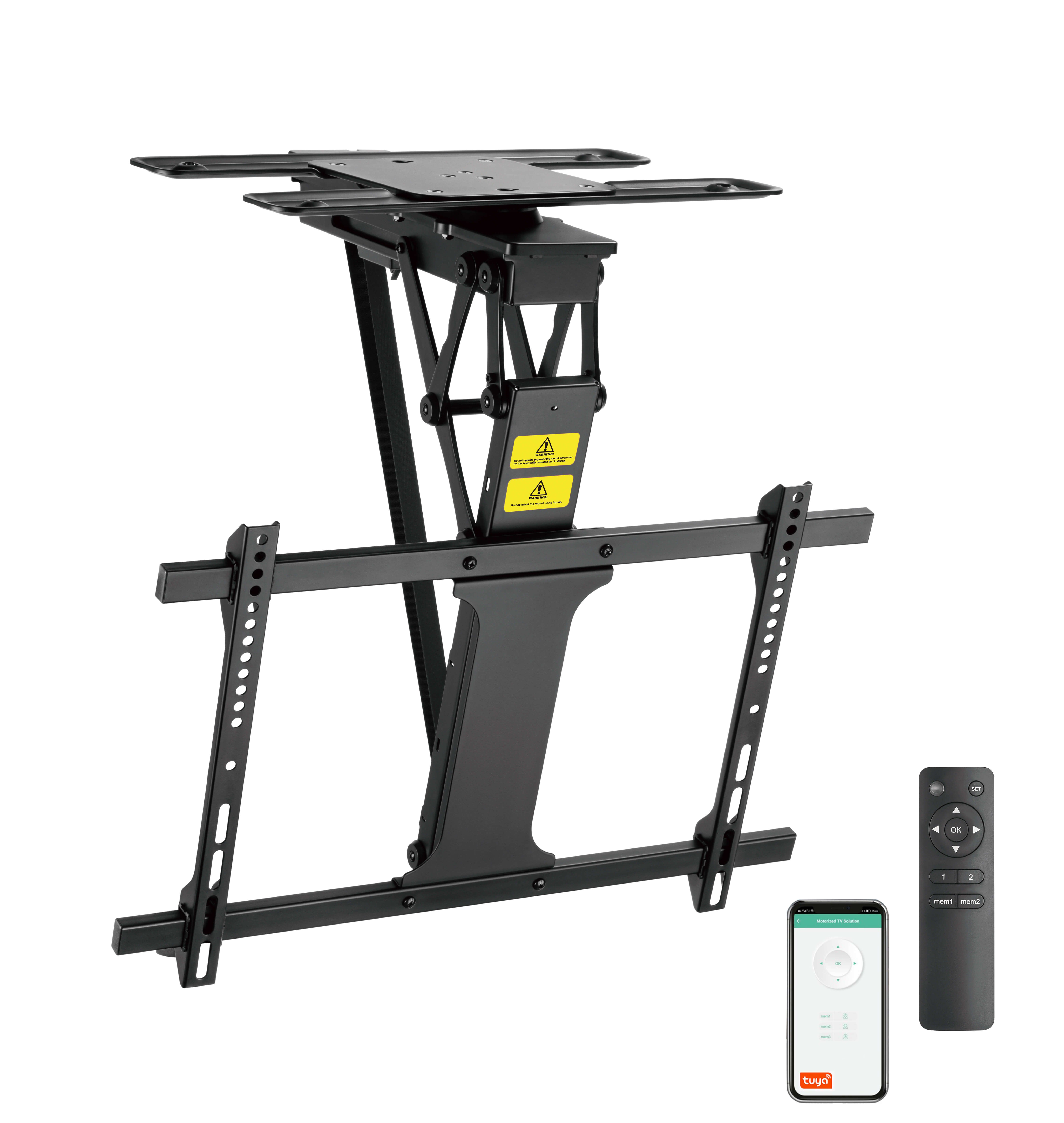 Suport TV de tavan motorizat cu telecomanda si Tuya App Blackmount ML60AI, diagonale 32 -70 , max.35kg