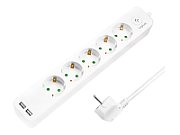 PRELUNGITOR LOGILINK, Schuko x 5, USB x 2 5V/2.1A (10.5 W), cablu 3G 1.5mm2, 230 V/16 A, 50 Hz, max. 3600 W, buton intrerupator iluminat, IP20, 1.5m, alb  LPS249U  (include TV 0.80lei)