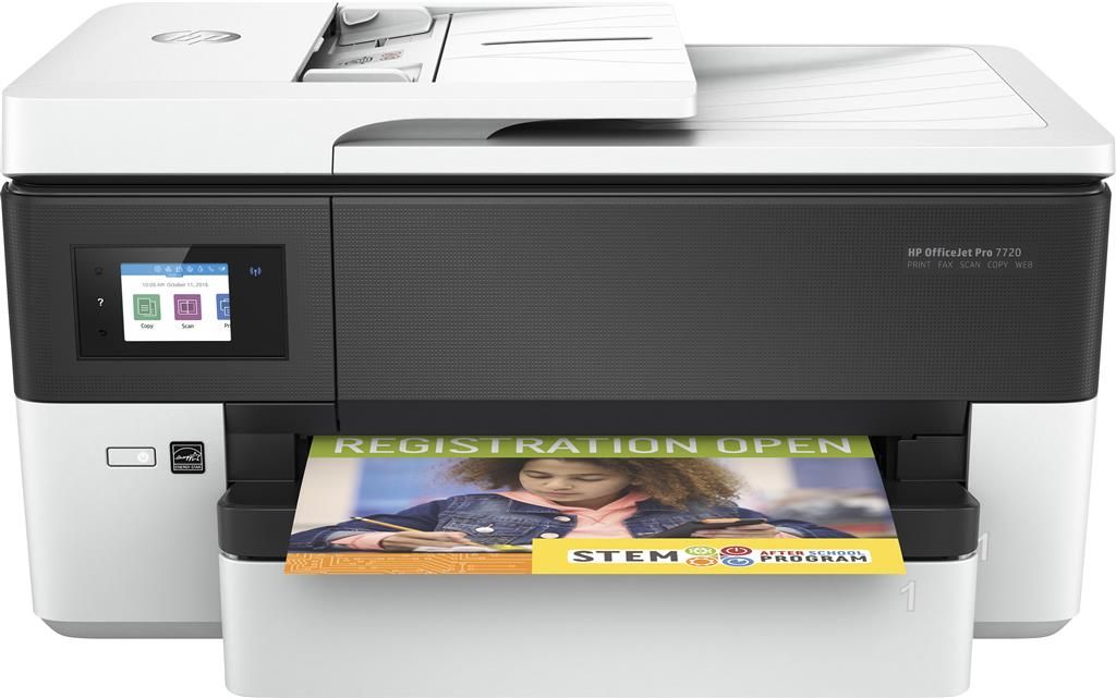 Imprimanta inkjet color HP Pro 7720, A3, duplex, ADF, USB 2.0, Wi-Fi, 22 ppm negru, 18 ppm color