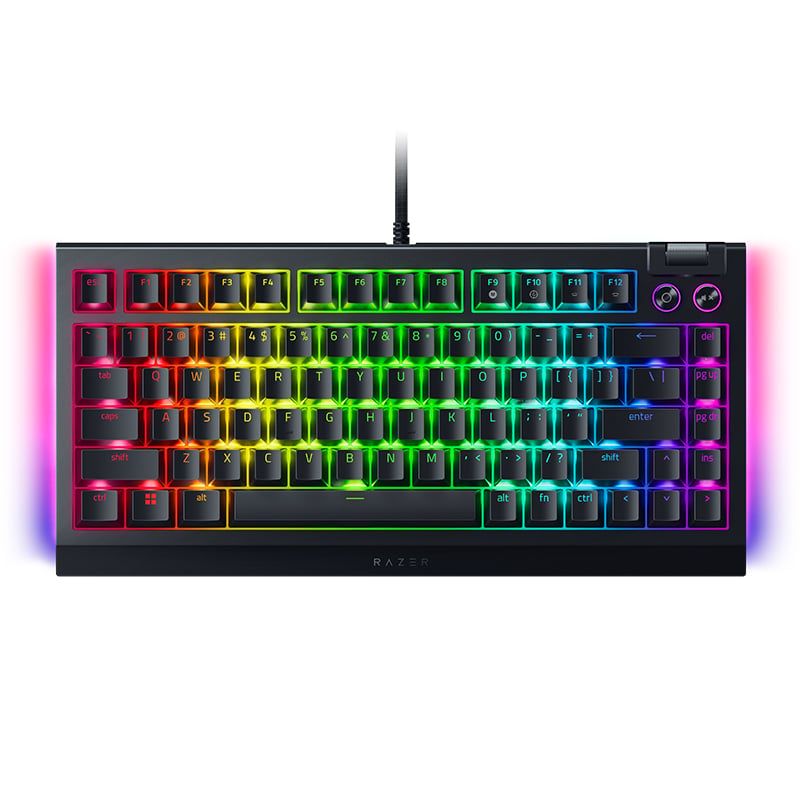 Tastatura mecanica gaming BlackWidow V4 75%, taste ABS, layout US, iluminare RGB, cu 6 butoane customizabile, suport pentru incheietura magnetic, negru