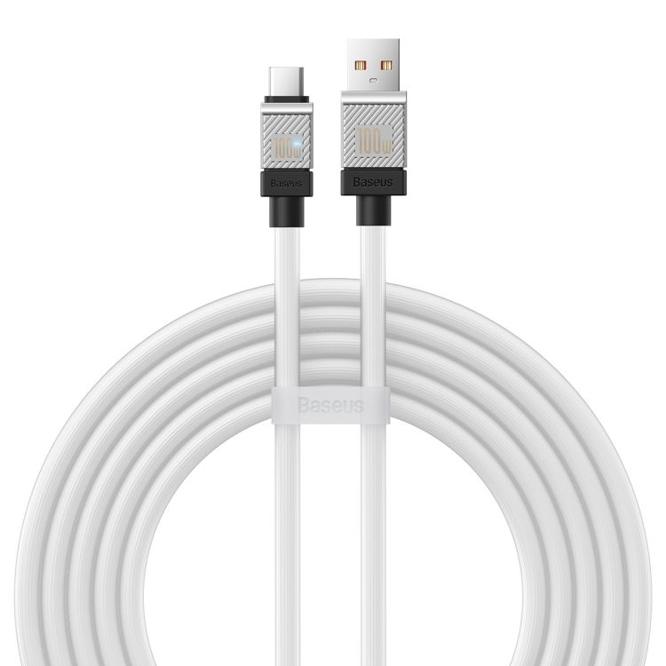 CABLU alimentare si date Baseus, Fast Charging Data Cable pt. smartphone, USB (T) la USB Type-C (T), 100W, 2m, alb,  CAKW000702  (include TV 0.18lei) - 6932172626853