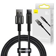 CABLU alimentare si date Baseus, Fast Charging Data Cable pt. smartphone, USB la USB Type-C (T), 100W, 480Mbps, aliaj zinc, braided(nylon), 1m, negru,  CAWJ000001  (include TV 0.18lei) - 6932172618087