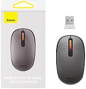 MOUSE Baseus PC sau NB wireless, 2.4GHz si Bluetooth, optic, 800/ 1200/1600 dpi,butoane/scroll 3/1, gri, B01055502833-00  (timbru verde 0.18 lei) - 6932172632885