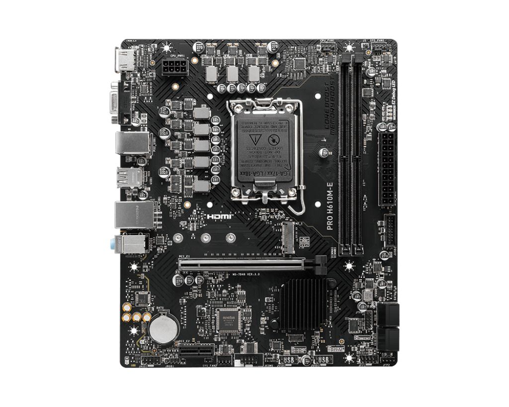 Placa de baza MSI PRO H610M-E, socket 1700, 2x DDR5 UDIMM, 4x SATA, 1x NVMe, 12x USB-A, mATX
