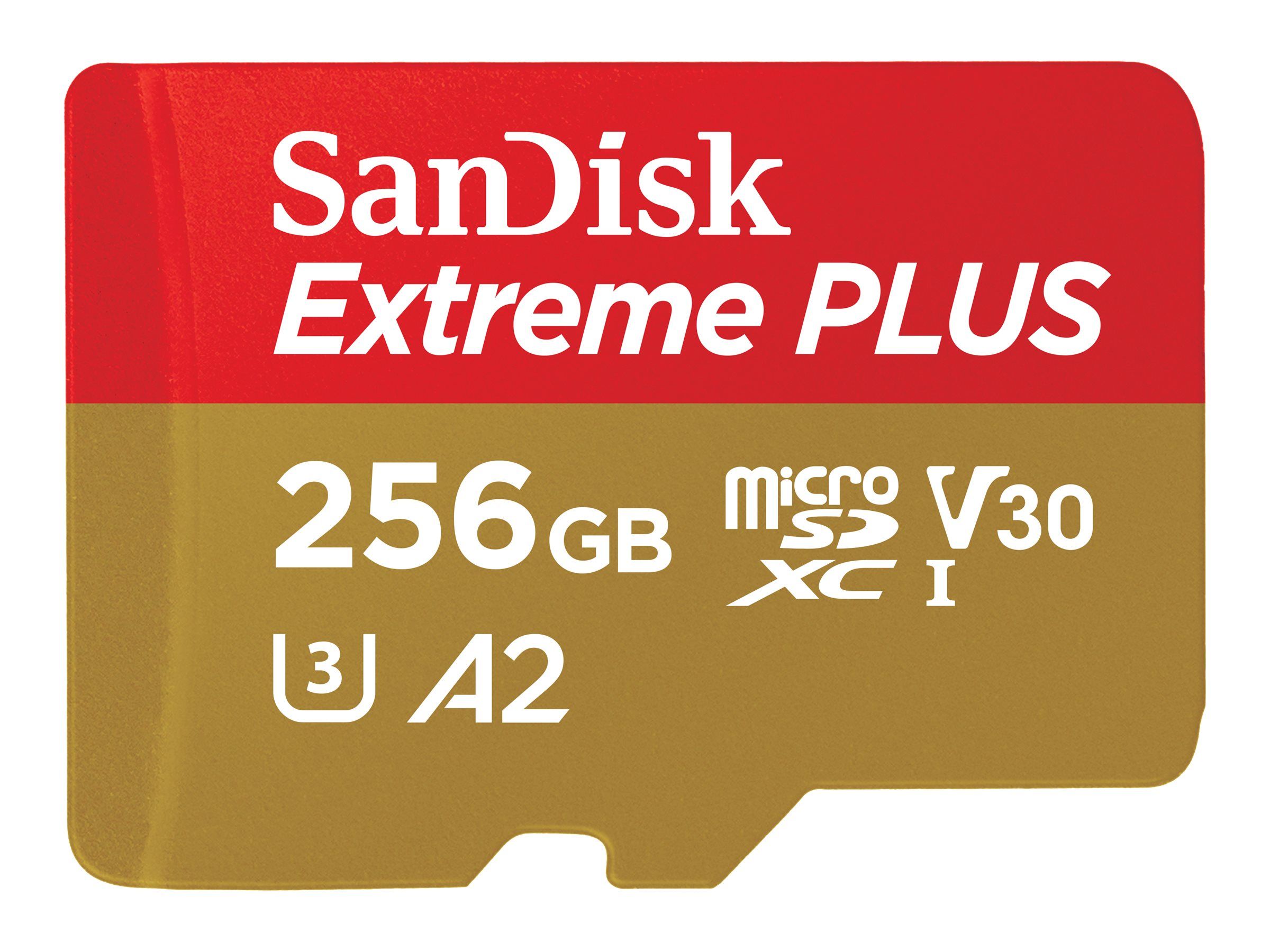 Micro Secure Digital Card SanDisk Extreme PLUS, 256GB, Clasa 10, R/W speed: up to 100MB/s/ 90MB/s, include adaptor SD (pentru telefon)