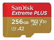 Micro Secure Digital Card SanDisk Extreme PLUS, 256GB, Clasa 10, R/W speed: up to 100MB/s/ 90MB/s, include adaptor SD (pentru telefon)
