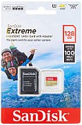 Micro Secure Digital Card SanDisk Extreme, 128GB, Clasa 10, R/W speed: up to 100MB/s/, 90MB/s, include adaptor SD (pentru telefon)