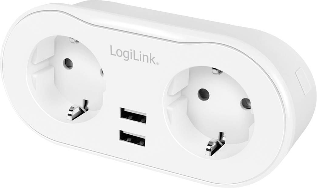 PRIZA INTELIGENTA LOGILINK, Wi-Fi Smart,Schuko x 2, USB x 2 5V/2.4A max. 12W,prot. Supracurent / supratensiune,  IP20, compatibil TUYA, Amazon Alexa si Google Home, alb  SH0102  (include TV 0.18lei)